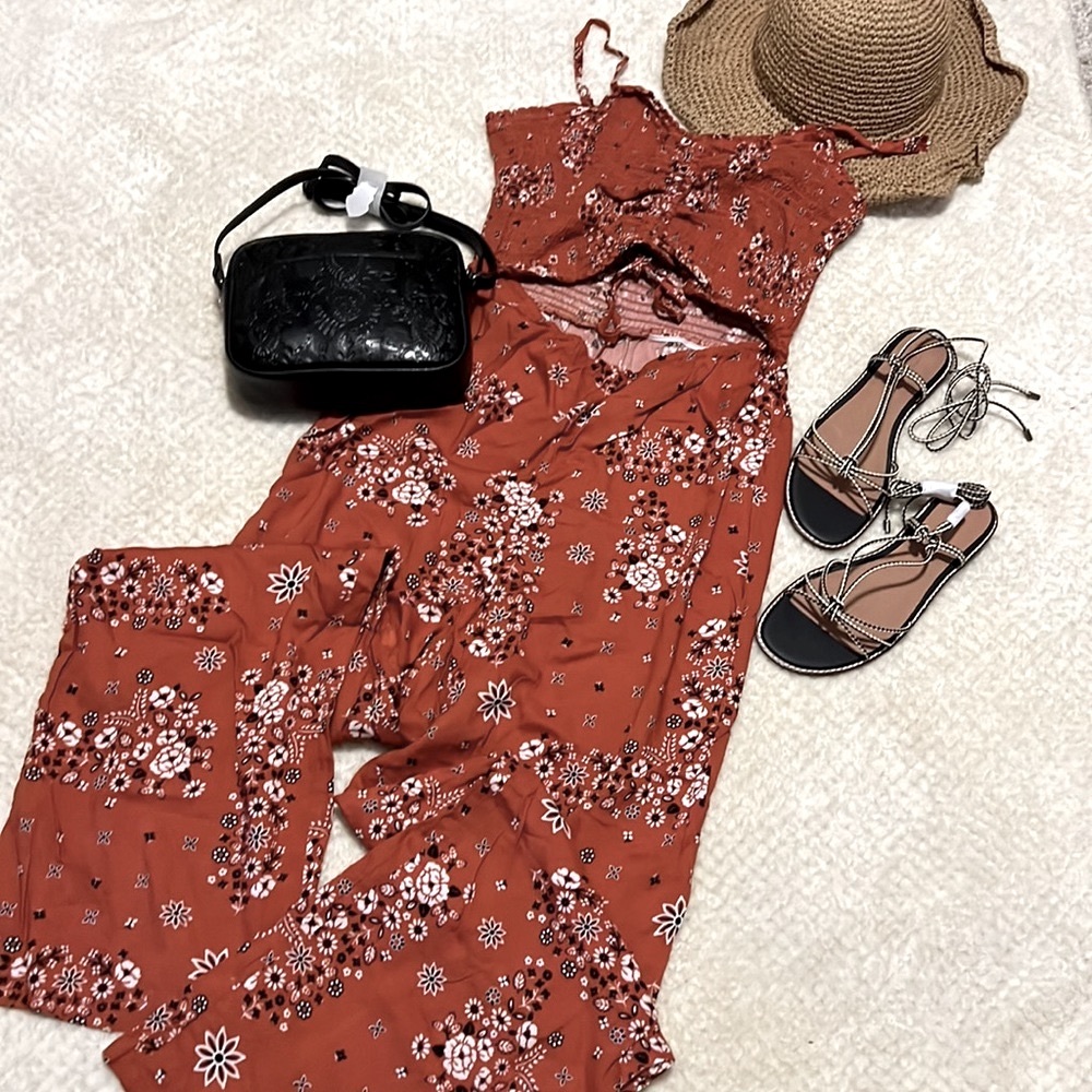 RDI Smocked Front Cutout Jumpsuit